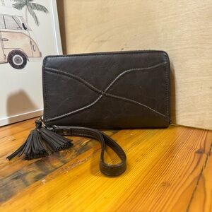 Savethegirls dar brown Embossed Wristlet Clutch and case phone